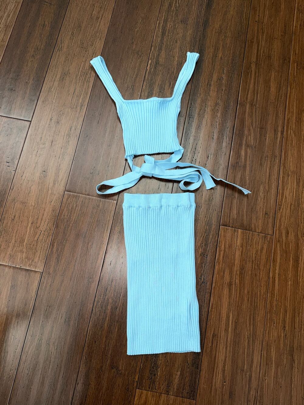 two-piece ribbed knit set boutique contemporary brand Blue Blush Small